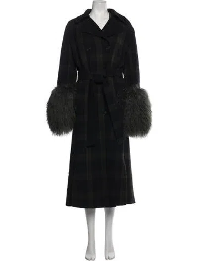 Pre-owned Akris Wool Plaid Print Coat In Blue
