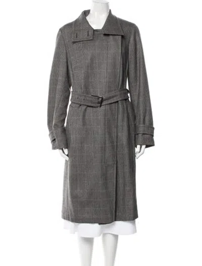 Pre-owned Akris Wool Tweed Pattern Coat In Grey