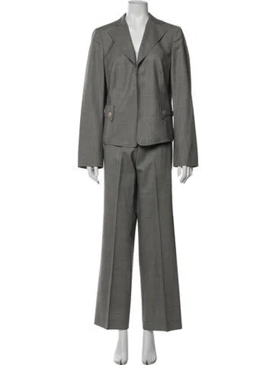 Pre-owned Akris Wool Tweed Pattern Pantsuit In Grey