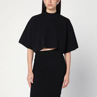 Alaïa Black Crop T-shirt In Cotton Knit