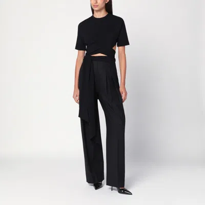 Alaïa Black Crossed Top In Viscose Jersey