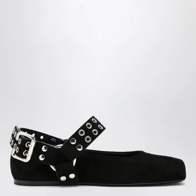 Alaïa Black Suede Flat Ballerina Biker