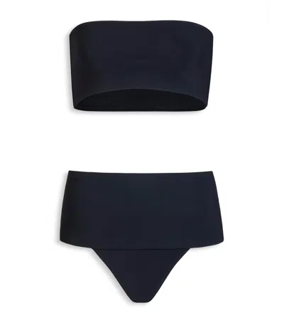 Alaïa Bonded Bandeau Bikini In Blue