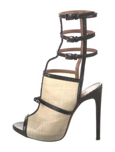 Pre-owned Alaïa Canvas Gladiator Sandals In Black/neutrals