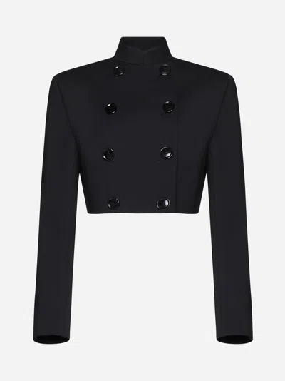 Alaïa Cotton-blend Cropped Jacket In Black