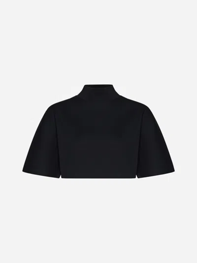 Alaïa Cotton Cropped Top In Black