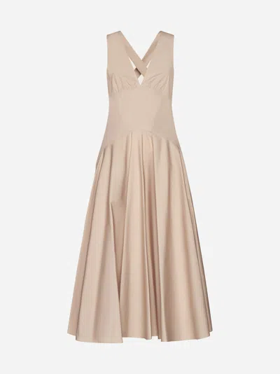 Alaïa Cotton Long Dress In Nude Clair