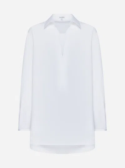 Alaïa Cotton Shirt Dress In White