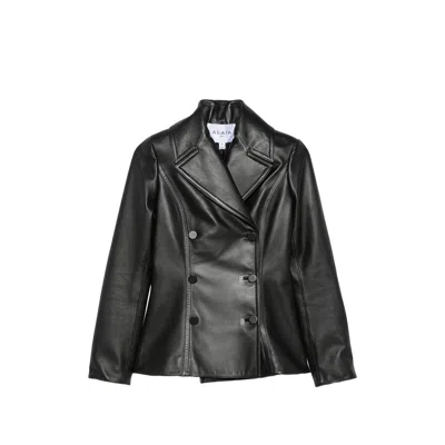Alaïa Double-breasted Leather Jacket In Black
