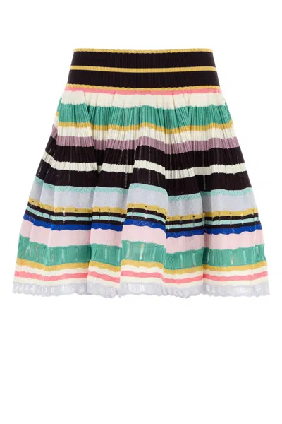 Alaïa Alaia Embroidered Stretch Viscose Blend Mini Skirt In Multi