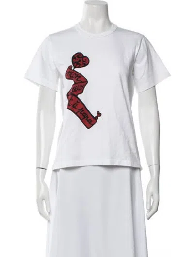 Pre-owned Alaïa Graphic Print Crew Neck T-shirt In White
