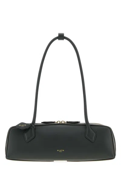 Alaïa Alaia Graphite Leather Medium Teckel Shoulder Handbag In Gray
