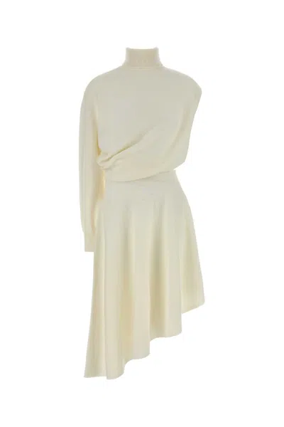 Alaïa Alaia Ivory Wool Mini Dress In Brown