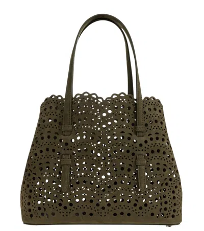 Alaïa Khaki Vienne Mina 25 Small Tote In Brown