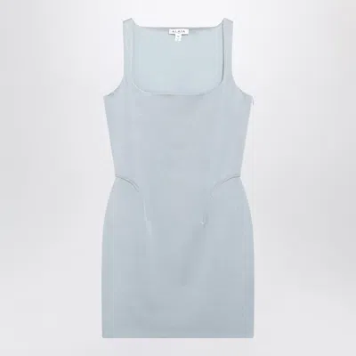 Alaïa Alaia Light Blue Body-conscious Silk-blend Mini Dress In Animal Print
