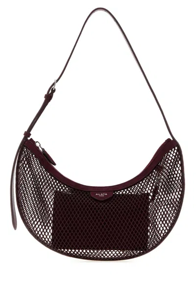 Alaïa Alaia Mini Grape Mesh One-shoulder Handbag In Burgundy