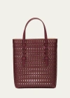 Alaïa Mini North-south Perforated Tote Bag In Brown