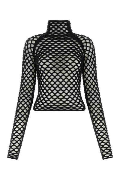 Alaïa Alaia Open-knit Turtleneck Sweater In Black