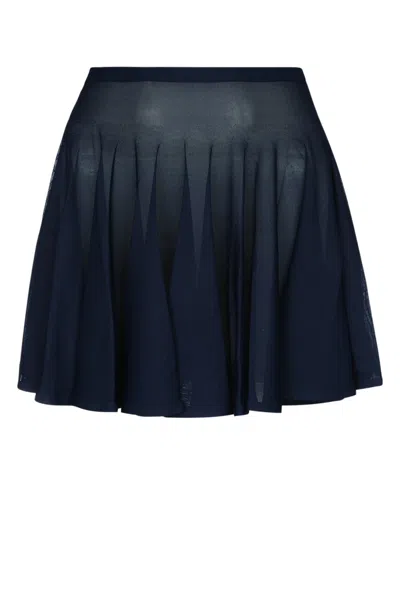 Alaïa Alaia Pleated Mini Skirt In Blue