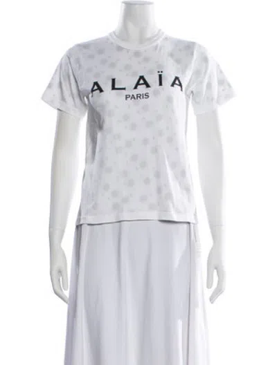 Pre-owned Alaïa Printed Crew Neck T-shirt In Neutrals