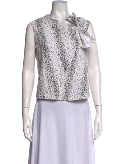 Pre-owned Alaïa Printed V-neck Blouse In White