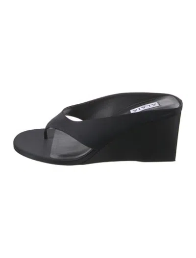 Pre-owned Alaïa Satin Slides In Black