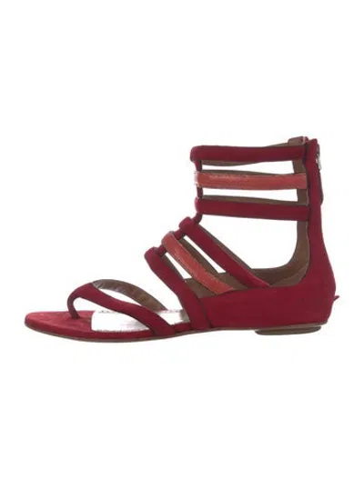 Pre-owned Alaïa Suede Gladiator Sandals In Red