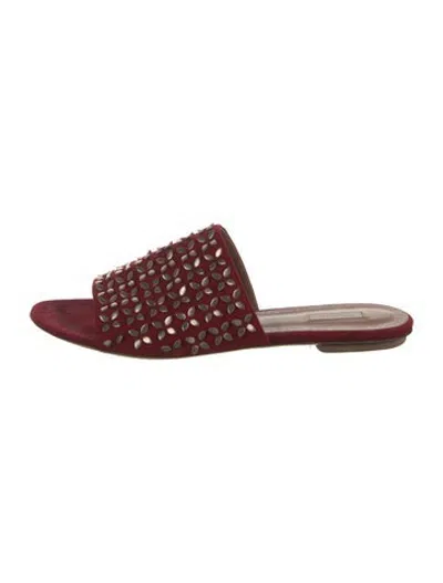 Pre-owned Alaïa Suede Patterned Slides In Burgundy