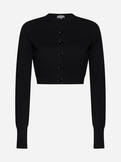 Alaïa Wool-blend Cropped Cardigan In Black