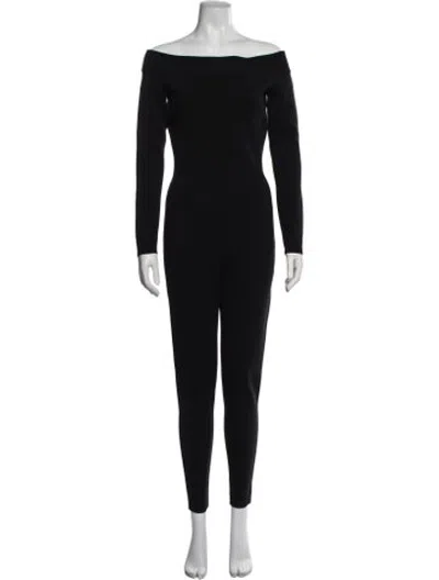 Pre-owned Alaïa Wool Off-the-shoulder Jumpsuit In Black