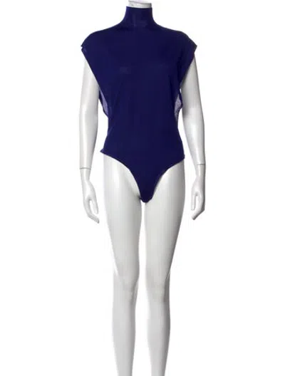Pre-owned Alaïa Wool Turtleneck Bodysuit In Blue