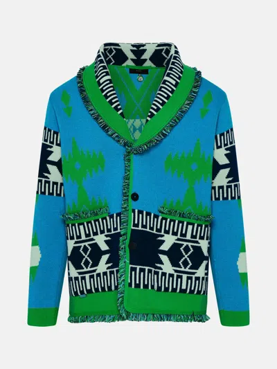 Alanui Blue And Green Cashmere Icon Cardigan