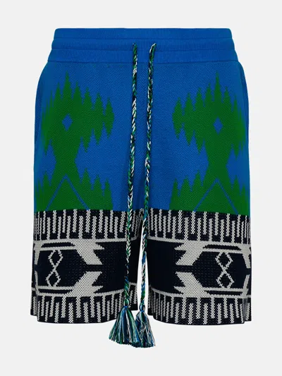 Alanui Blue Cotton Piqué Icon Bermuda Shorts