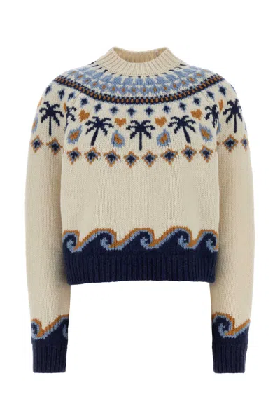 Alanui Embroidered Virgin Wool Sweet Winter Sweater In Printed