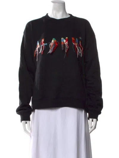 Pre-owned Alanui Graphic Print Crew Neck Sweater In Black