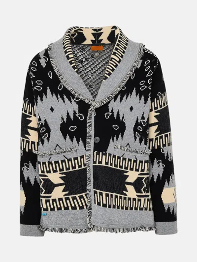 Alanui Icon Bandana In A Black Cachemire Blend Cardigan
