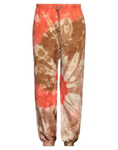 Alanui Man Pants Orange Size M Cotton, Elastane