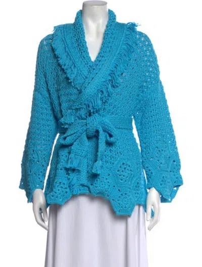 Pre-owned Alanui Patterned Open Front Sweater In Blue