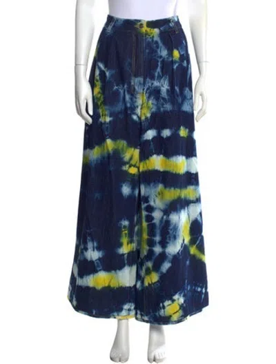 Pre-owned Alanui Tie-dye Print Wide Leg Pants In Blue