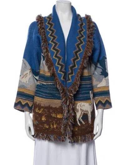 Pre-owned Alanui Virgin Wool Graphic Print Sweater In Blue