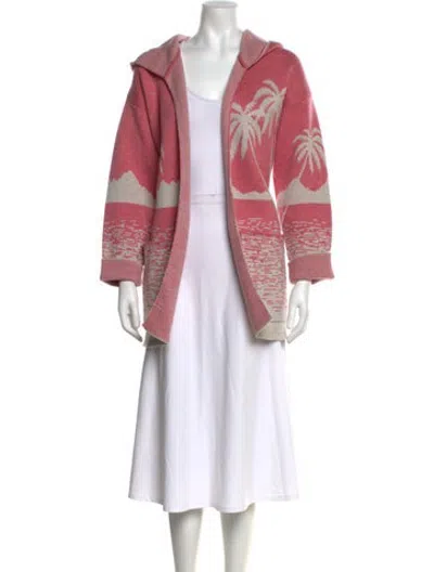 Pre-owned Alanui Virgin Wool Graphic Print Sweater In Pink