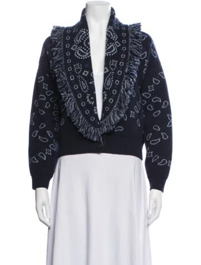 Pre-owned Alanui Virgin Wool Paisley Print Sweater In Blue