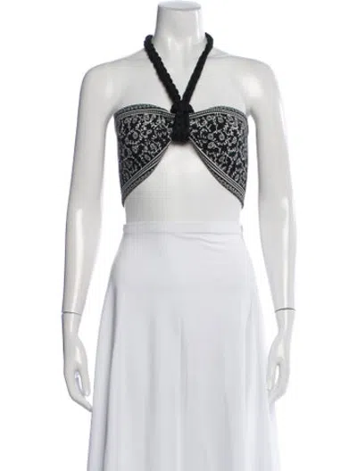 Pre-owned Alanui Virgin Wool Printed Crop Top In Black