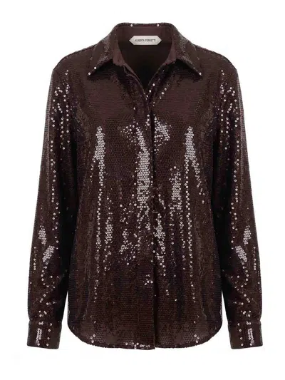 Alberta Ferretti Alberta Ferreti Brown All-over Sequin Shirt