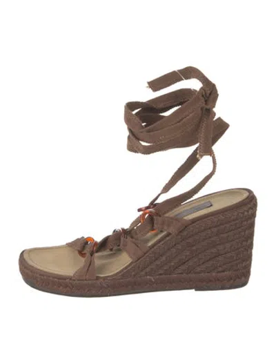 Pre-owned Alberta Ferretti Canvas Printed Espadrilles In Brown