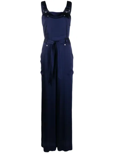 Alberta Ferretti Contrasting-stitch Jumpsuit In Blu