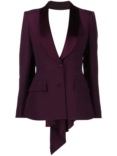 Alberta Ferretti Cut-out V-neck Blazer In Purple