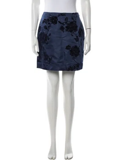 Pre-owned Alberta Ferretti Floral Print Mini Skirt In Blue
