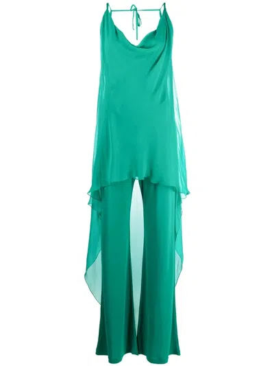 Alberta Ferretti High-low Layered Jumpsuit In Grün
