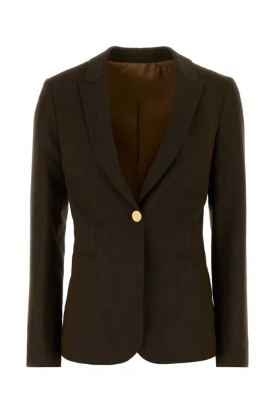 Alberta Ferretti Mud Twill Blazer In Brown